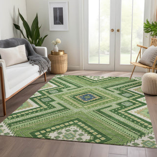 Piper Looms Mayfield Tribal AMF1010 Green Machine Washable Area Rug Lifestyle Image Feature