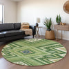 Piper Looms Mayfield Tribal AMF1010 Green Machine Washable Area Rug Round Lifestyle Image Feature