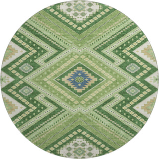 Piper Looms Mayfield Tribal AMF1010 Green Machine Washable Area Rug Round Main Image