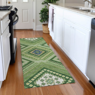 Piper Looms Mayfield Tribal AMF1010 Green Machine Washable Area Rug Runner Lifestyle Image Feature