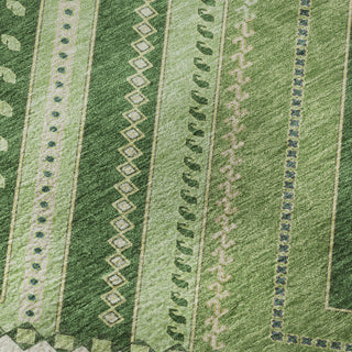 Piper Looms Mayfield Tribal AMF1010 Green Machine Washable Area Rug Swatch Image