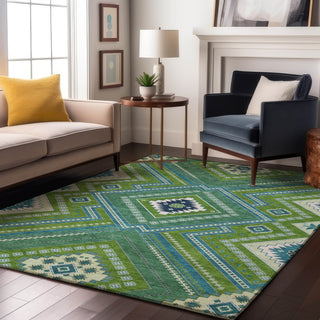 Piper Looms Mayfield Tribal AMF1010 Lime Machine Washable Area Rug Lifestyle Image Feature