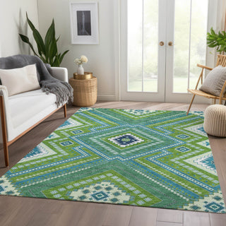 Piper Looms Mayfield Tribal AMF1010 Lime Machine Washable Area Rug Lifestyle Image Feature