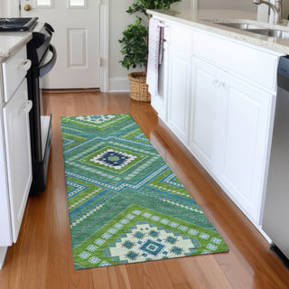 Piper Looms Mayfield Tribal AMF1010 Lime Machine Washable Area Rug Runner Lifestyle Image Feature