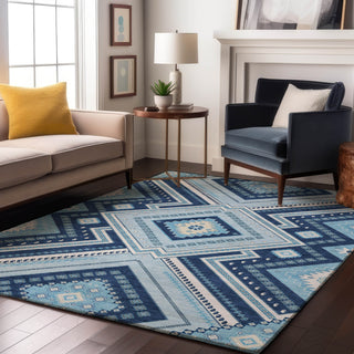 Piper Looms Mayfield Tribal AMF1010 Navy Machine Washable Area Rug Lifestyle Image Feature