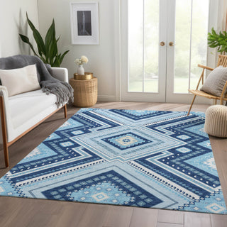 Piper Looms Mayfield Tribal AMF1010 Navy Machine Washable Area Rug Lifestyle Image Feature