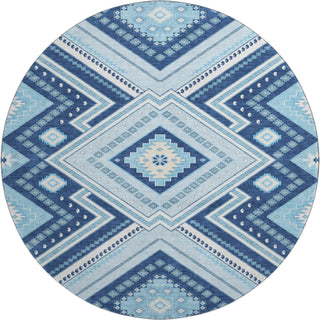 Piper Looms Mayfield Tribal AMF1010 Navy Machine Washable Area Rug Round Main Image