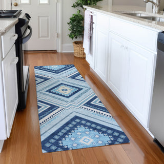 Piper Looms Mayfield Tribal AMF1010 Navy Machine Washable Area Rug Runner Lifestyle Image Feature