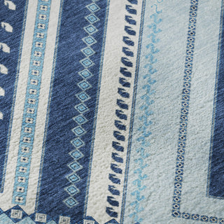 Piper Looms Mayfield Tribal AMF1010 Navy Machine Washable Area Rug Swatch Image