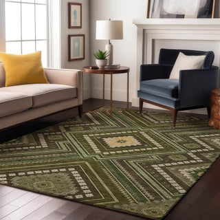 Piper Looms Mayfield Tribal AMF1010 Olive Machine Washable Area Rug Lifestyle Image Feature
