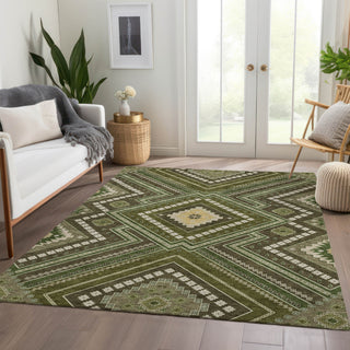 Piper Looms Mayfield Tribal AMF1010 Olive Machine Washable Area Rug Lifestyle Image Feature