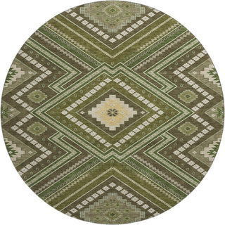Piper Looms Mayfield Tribal AMF1010 Olive Machine Washable Area Rug Round Main Image