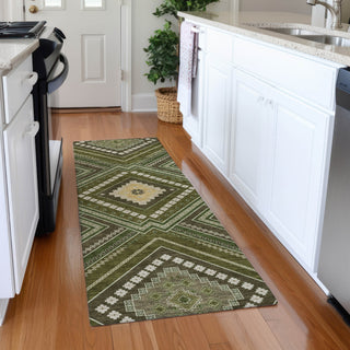 Piper Looms Mayfield Tribal AMF1010 Olive Machine Washable Area Rug Runner Lifestyle Image Feature