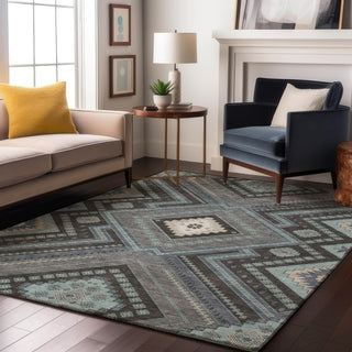Piper Looms Mayfield Tribal AMF1010 Pewter Machine Washable Area Rug Lifestyle Image Feature
