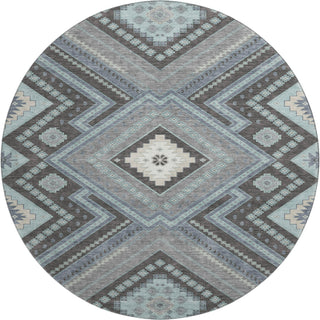 Piper Looms Mayfield Tribal AMF1010 Pewter Machine Washable Area Rug Round Main Image