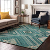 Piper Looms Mayfield Tribal AMF1010 Teal Machine Washable Area Rug Lifestyle Image Feature