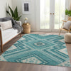Piper Looms Mayfield Tribal AMF1010 Teal Machine Washable Area Rug Lifestyle Image Feature