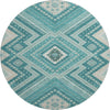 Piper Looms Mayfield Tribal AMF1010 Teal Machine Washable Area Rug Round Main Image
