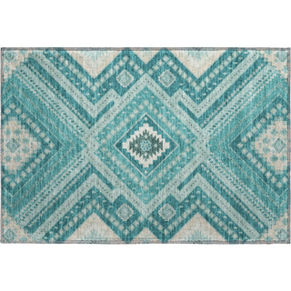Piper Looms Mayfield Tribal AMF1010 Teal Machine Washable Area Rug Scatter Main Image