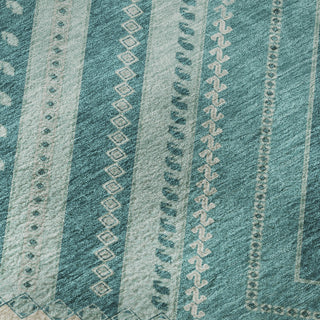 Piper Looms Mayfield Tribal AMF1010 Teal Machine Washable Area Rug Swatch Image