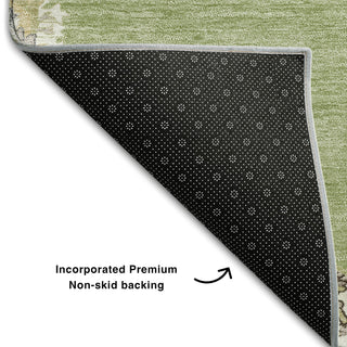 Piper Looms Mayfield Oriental AMF1011 Aloe Machine Washable Area Rug Backing Image