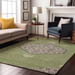 Piper Looms Mayfield Oriental AMF1011 Aloe Machine Washable Area Rug Lifestyle Image Feature