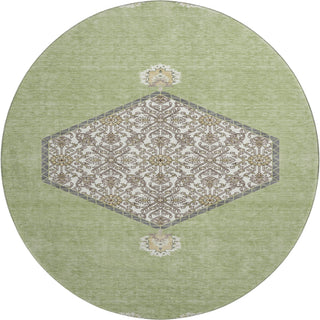 Piper Looms Mayfield Oriental AMF1011 Aloe Machine Washable Area Rug Round Main Image