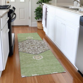 Piper Looms Mayfield Oriental AMF1011 Aloe Machine Washable Area Rug Runner Lifestyle Image Feature