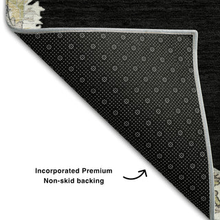 Piper Looms Mayfield Oriental AMF1011 Black Machine Washable Area Rug Backing Image