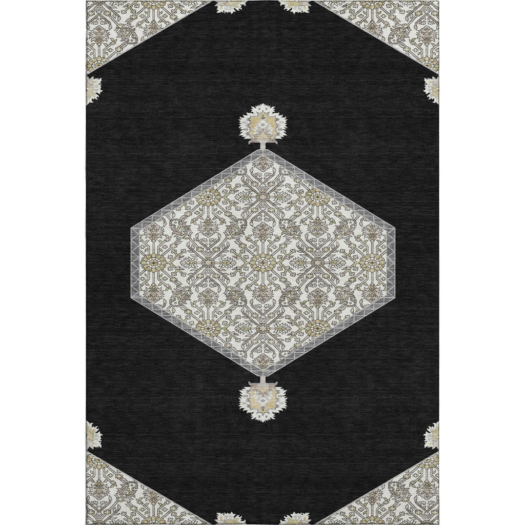 Piper Looms Mayfield Oriental AMF1011 Black Machine Washable Area Rug main image