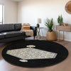 Piper Looms Mayfield Oriental AMF1011 Black Machine Washable Area Rug Round Lifestyle Image Feature