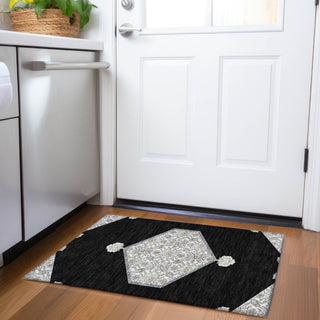 Piper Looms Mayfield Oriental AMF1011 Black Machine Washable Area Rug Scatter Lifestyle Image Feature