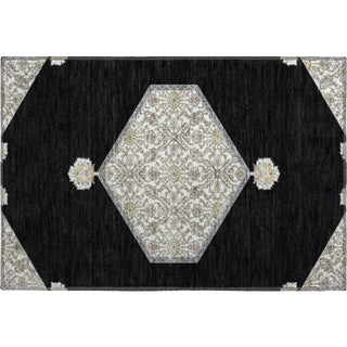Piper Looms Mayfield Oriental AMF1011 Black Machine Washable Area Rug Scatter Main Image