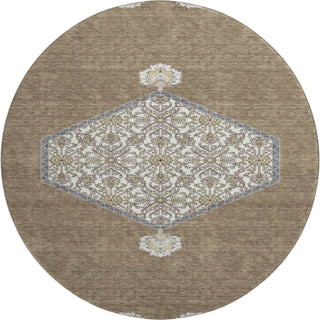 Piper Looms Mayfield Oriental AMF1011 Brown Machine Washable Area Rug Round Main Image