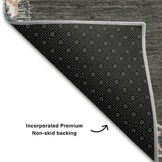 Piper Looms Mayfield Oriental AMF1011 Charcoal Machine Washable Area Rug Backing Image