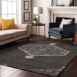 Piper Looms Mayfield Oriental AMF1011 Charcoal Machine Washable Area Rug Lifestyle Image Feature