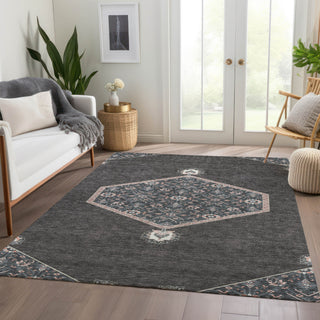 Piper Looms Mayfield Oriental AMF1011 Charcoal Machine Washable Area Rug Lifestyle Image Feature