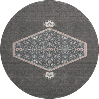 Piper Looms Mayfield Oriental AMF1011 Charcoal Machine Washable Area Rug Round Main Image