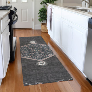 Piper Looms Mayfield Oriental AMF1011 Charcoal Machine Washable Area Rug Runner Lifestyle Image Feature