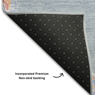 Piper Looms Mayfield Oriental AMF1011 Denim Machine Washable Area Rug Backing Image