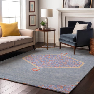 Piper Looms Mayfield Oriental AMF1011 Denim Machine Washable Area Rug Lifestyle Image Feature