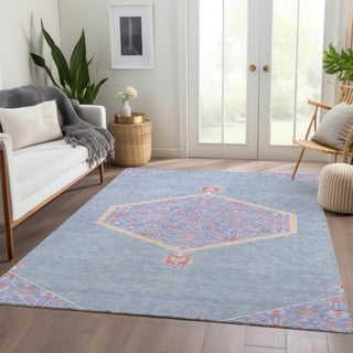 Piper Looms Mayfield Oriental AMF1011 Denim Machine Washable Area Rug Lifestyle Image Feature