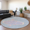 Piper Looms Mayfield Oriental AMF1011 Denim Machine Washable Area Rug Round Lifestyle Image Feature