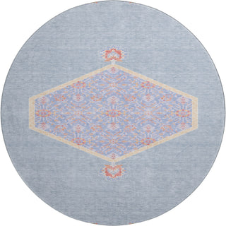 Piper Looms Mayfield Oriental AMF1011 Denim Machine Washable Area Rug Round Main Image