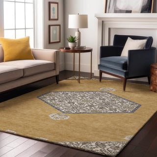 Piper Looms Mayfield Oriental AMF1011 Gold Machine Washable Area Rug Lifestyle Image Feature