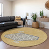 Piper Looms Mayfield Oriental AMF1011 Gold Machine Washable Area Rug Round Lifestyle Image Feature