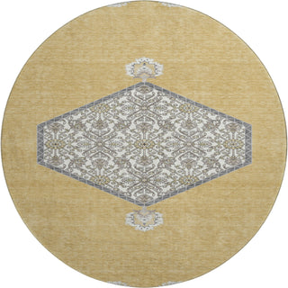 Piper Looms Mayfield Oriental AMF1011 Gold Machine Washable Area Rug Round Main Image
