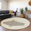 Piper Looms Mayfield Oriental AMF1011 Ivory Machine Washable Area Rug Round Lifestyle Image Feature