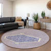 Piper Looms Mayfield Oriental AMF1011 Lavender Machine Washable Area Rug Round Lifestyle Image Feature