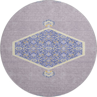 Piper Looms Mayfield Oriental AMF1011 Lavender Machine Washable Area Rug Round Main Image